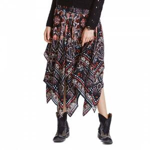 Odd Molly Anthropologie Another Day Midi Skirt Asymmetrical Printed S-1 216503
